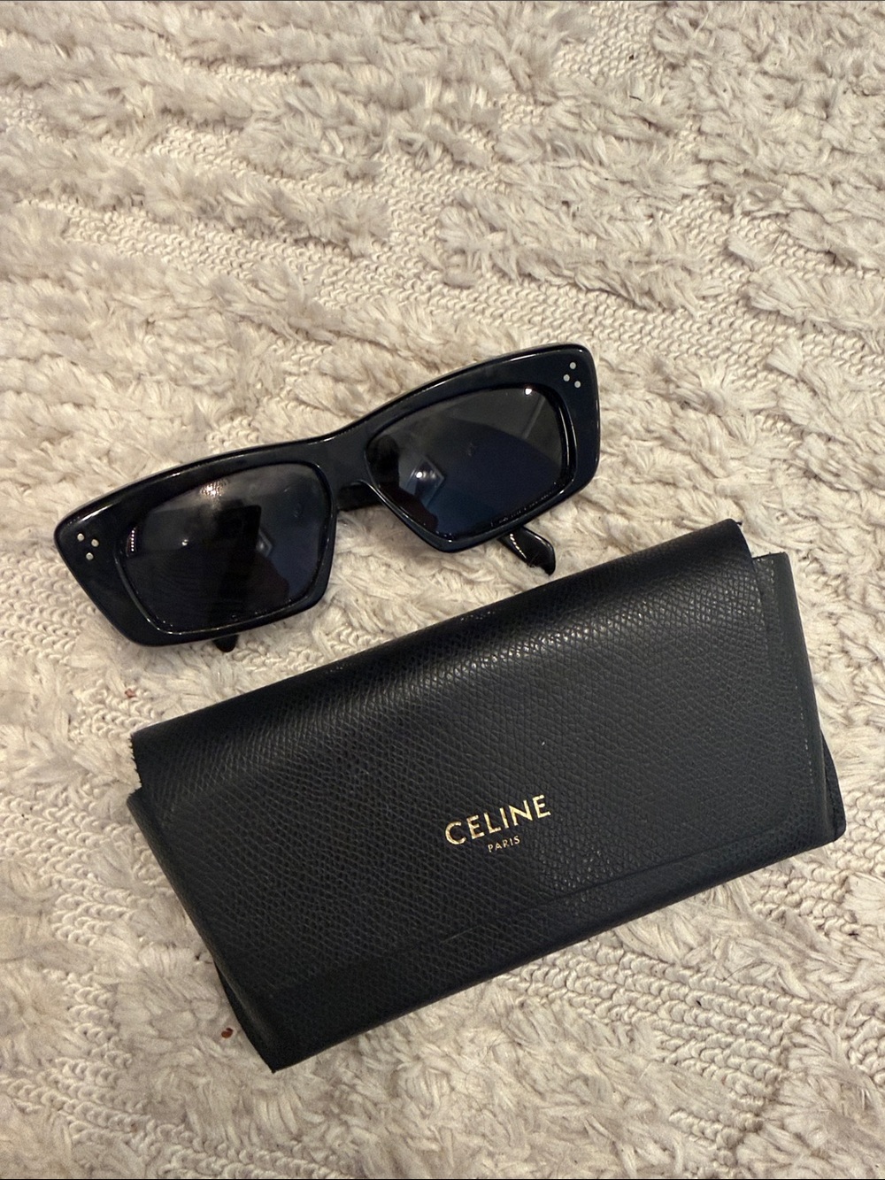 Celine Black Cat-Eye Sunglasses with Black Case